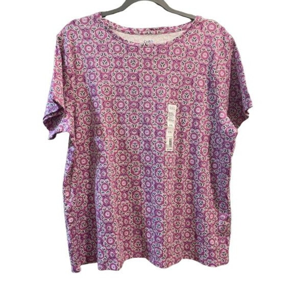 Women's XXL Classic Tee Short Sleeve Crewneck Croft & Barrow Orchid Bloom Cotton